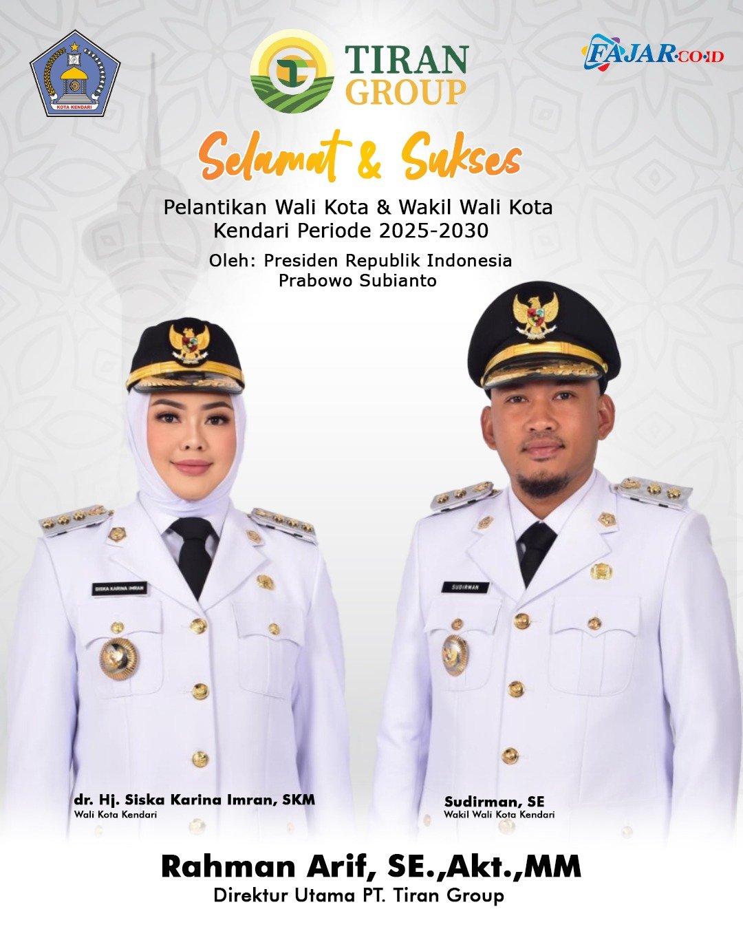 Bupati dan Wakil Bupati Kendari Periode 2025-2030